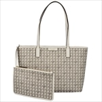 g[o[` TORY BURCH g[gobO SMALL COATED CANVAS ZIP TOTE 147748 NEW IVORY