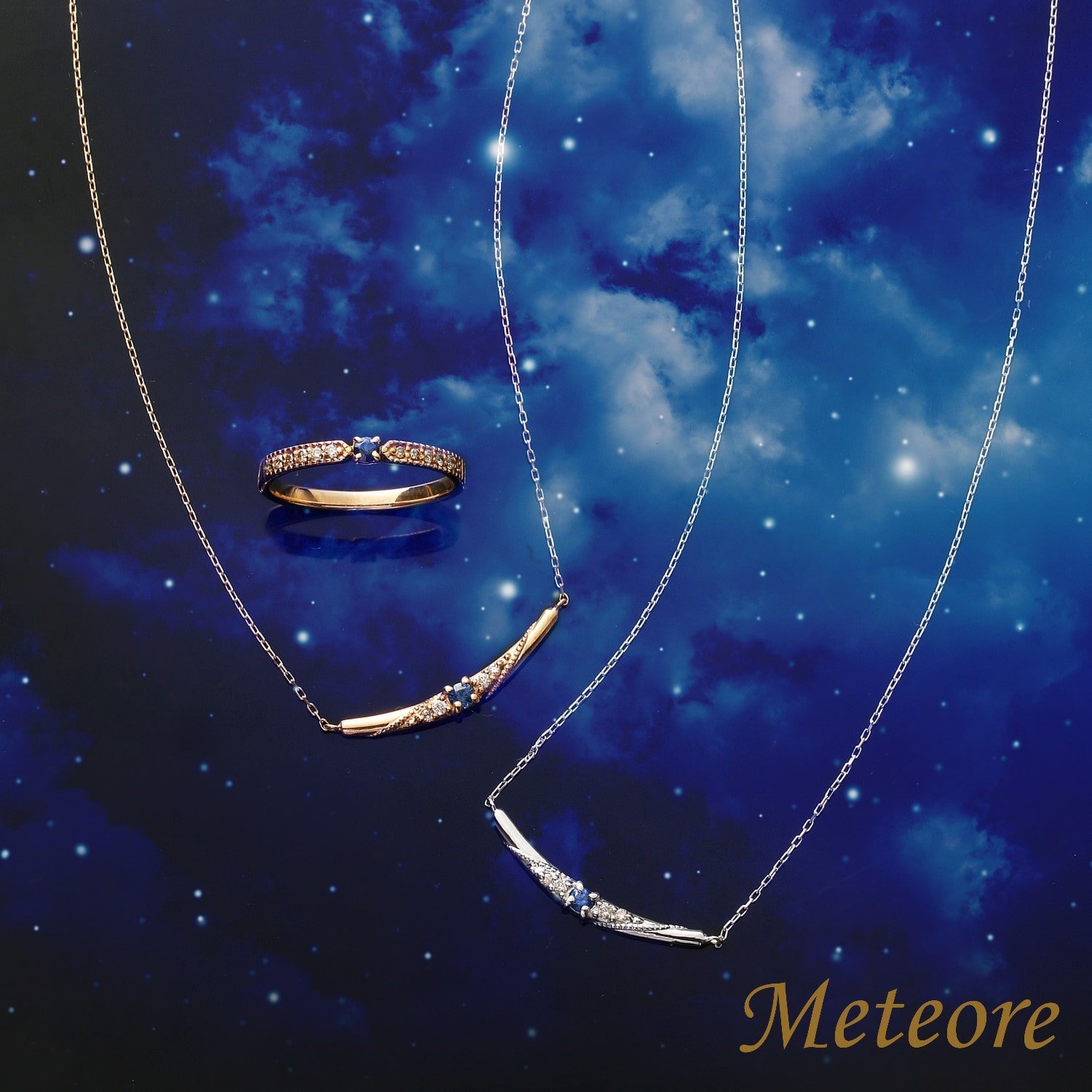 【 Meteor2022 メテオール 】 K10 イエローゴールド YG サファイア ダイヤモンド ピンキーリング #04
