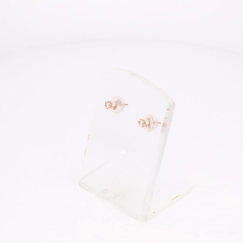 【 シンプルダイヤモンド 】 K18 ピンクゴールド PG 0.1ct ダイヤモンド ピアス