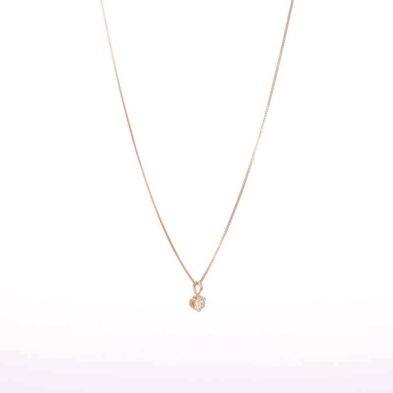 【 シンプルダイヤモンド 】 K18 ピンクゴールド PG 0.1ct ダイヤモンド ネックレス