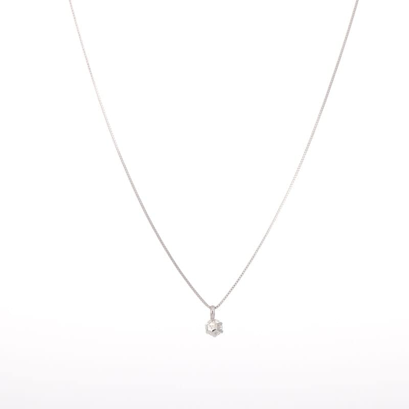 【 シンプルダイヤモンド 】 K18 ホワイトゴールド WG 0.1ct ダイヤモンド ネックレス