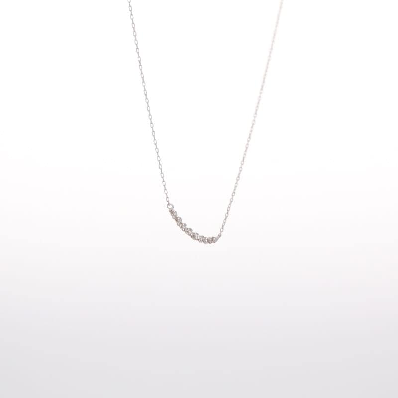 【 ベーシックジュエリー 】 K18 ホワイトゴールド WG 0.1ct ダイヤモンド ネックレス