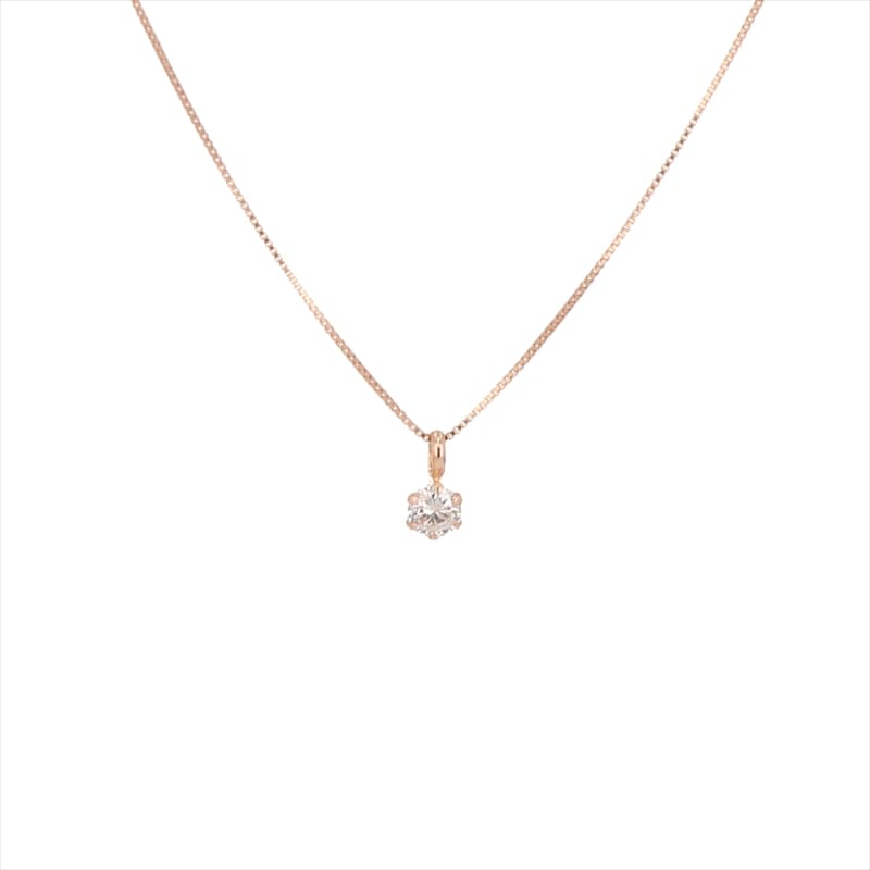【 シンプルダイヤモンド 】 K18 ピンクゴールド PG 0.1ct ダイヤモンド ネックレス
