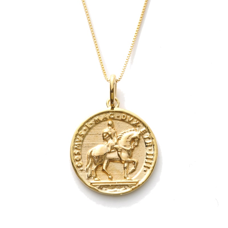 K10 イエローゴールド メダル コイン ネックレス 騎士 L