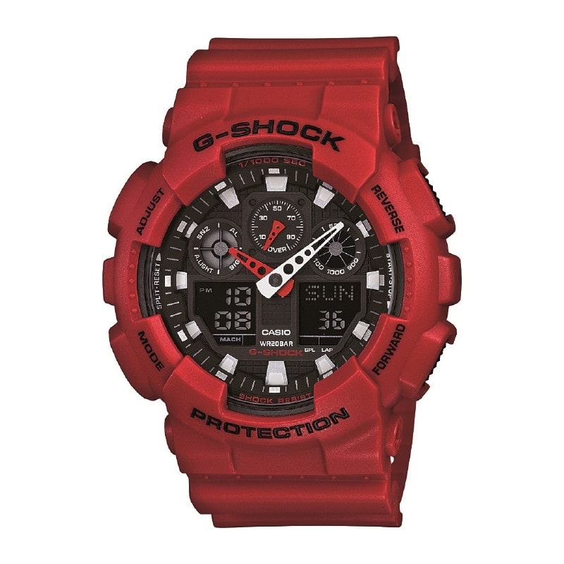 CASIO カシオ メンズ 腕時計 G-SHOCK GA-100B-4AJF ブラック/レッド