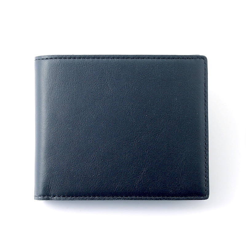 【 エイチアンドディ 】 H&D 牛本革 二つ折り財布 ダークネイビー 名入れ可能