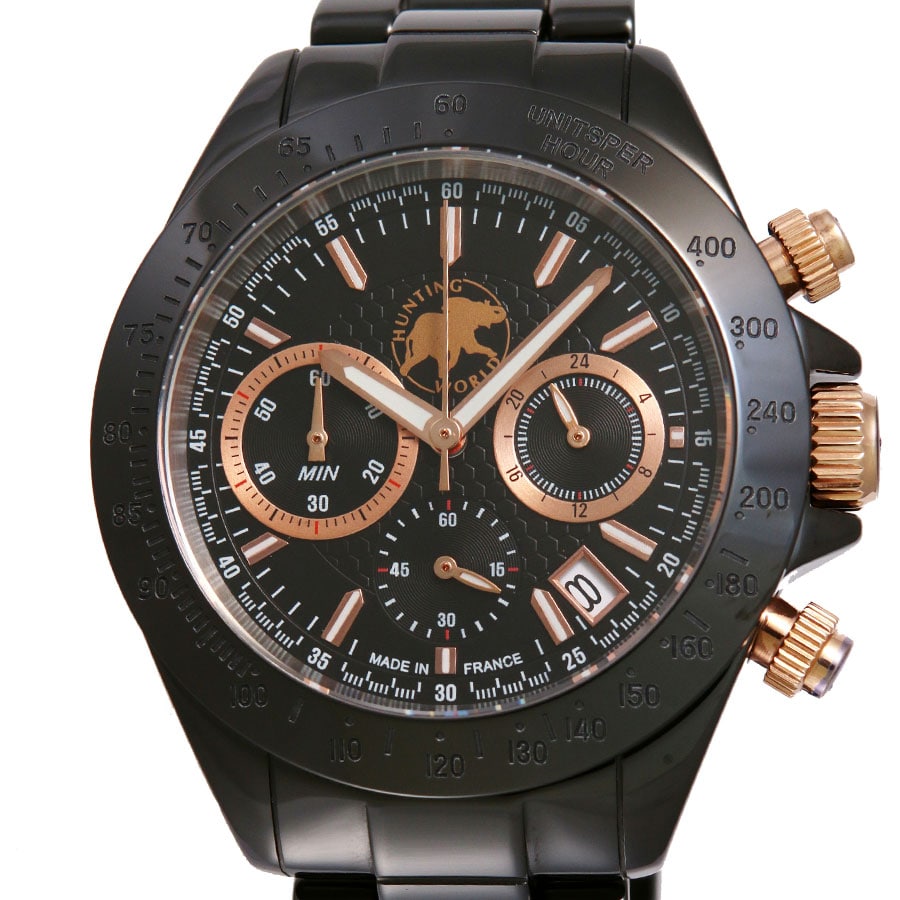 HUNTING WORLD ハンティングワールド 腕時計 メンズ エレガント・エレファント ブラック HW408PBK(ブラック): 腕時計