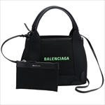 バレンシアガ BALENCIAGA ハンドバッグ NAVY CABAS XS AJ 390346 BLACK/ FLUO GREEN 1063